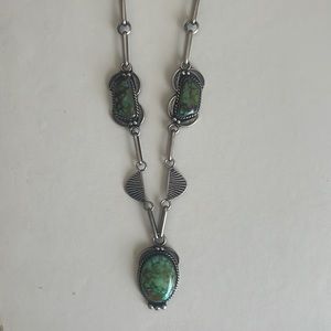 Native American Silver & 3 stone Turquoise necklace